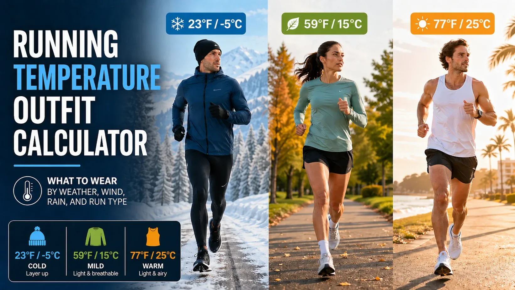 Running temperature outfit calculator tool